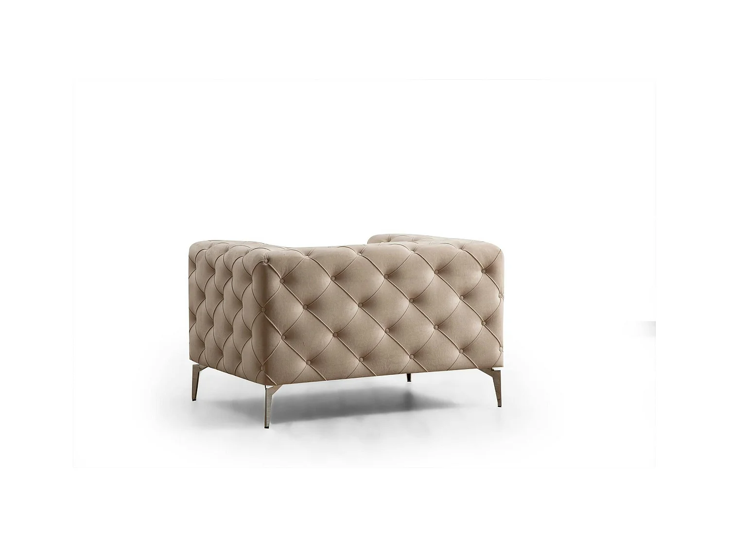 Fauteuil écru en velours capitonné DOVER