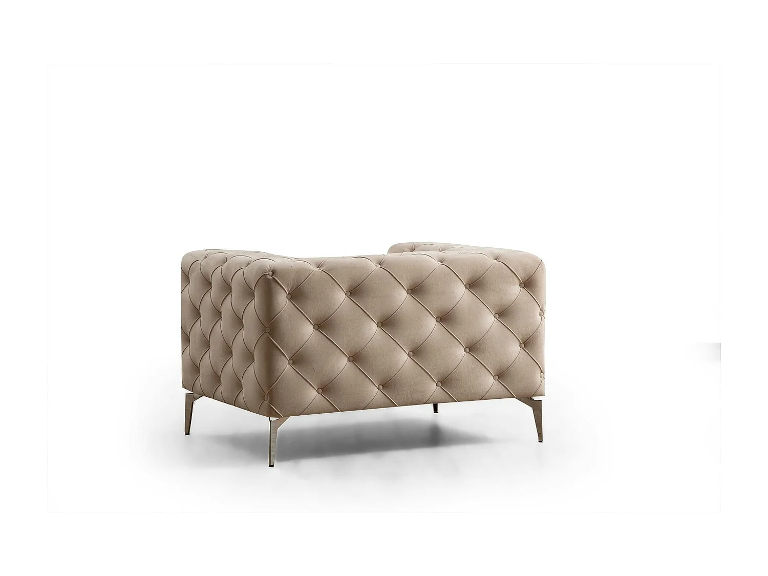 Fauteuil écru en velours capitonné DOVER