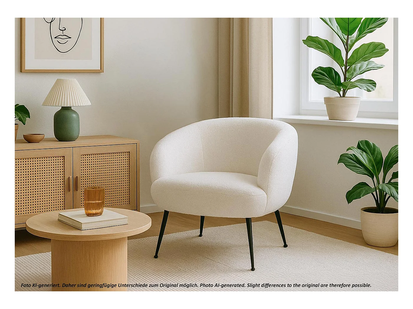 Fauteuil de salon MCW-O37,  blanc