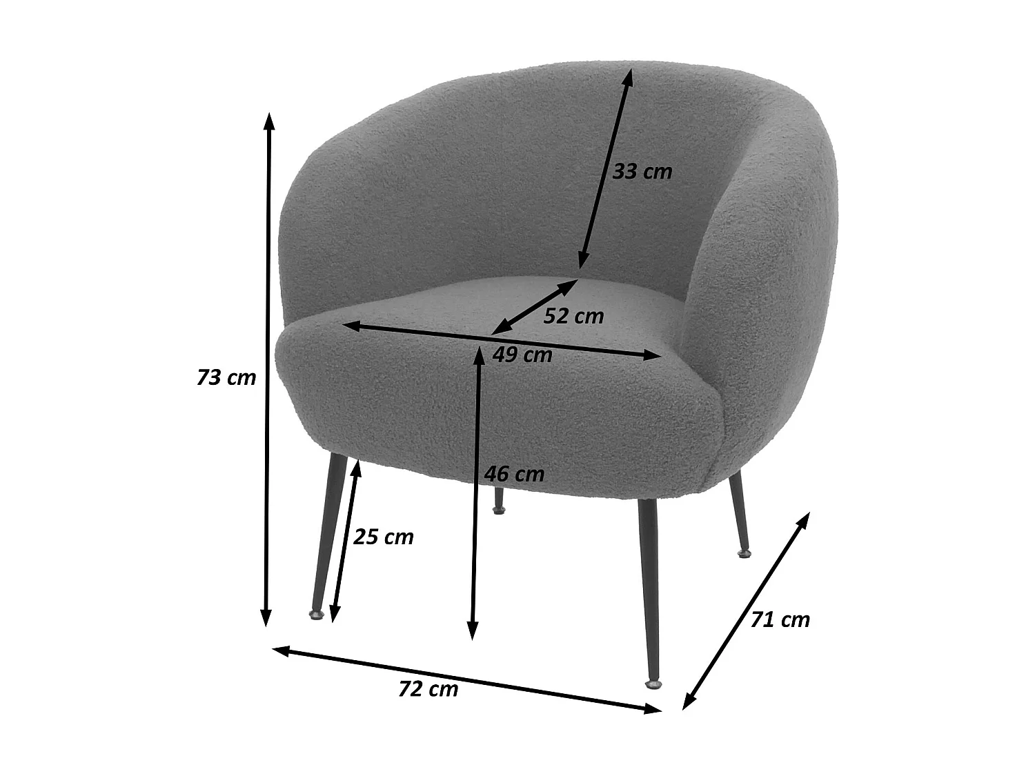 Fauteuil de salon MCW-O37,  blanc