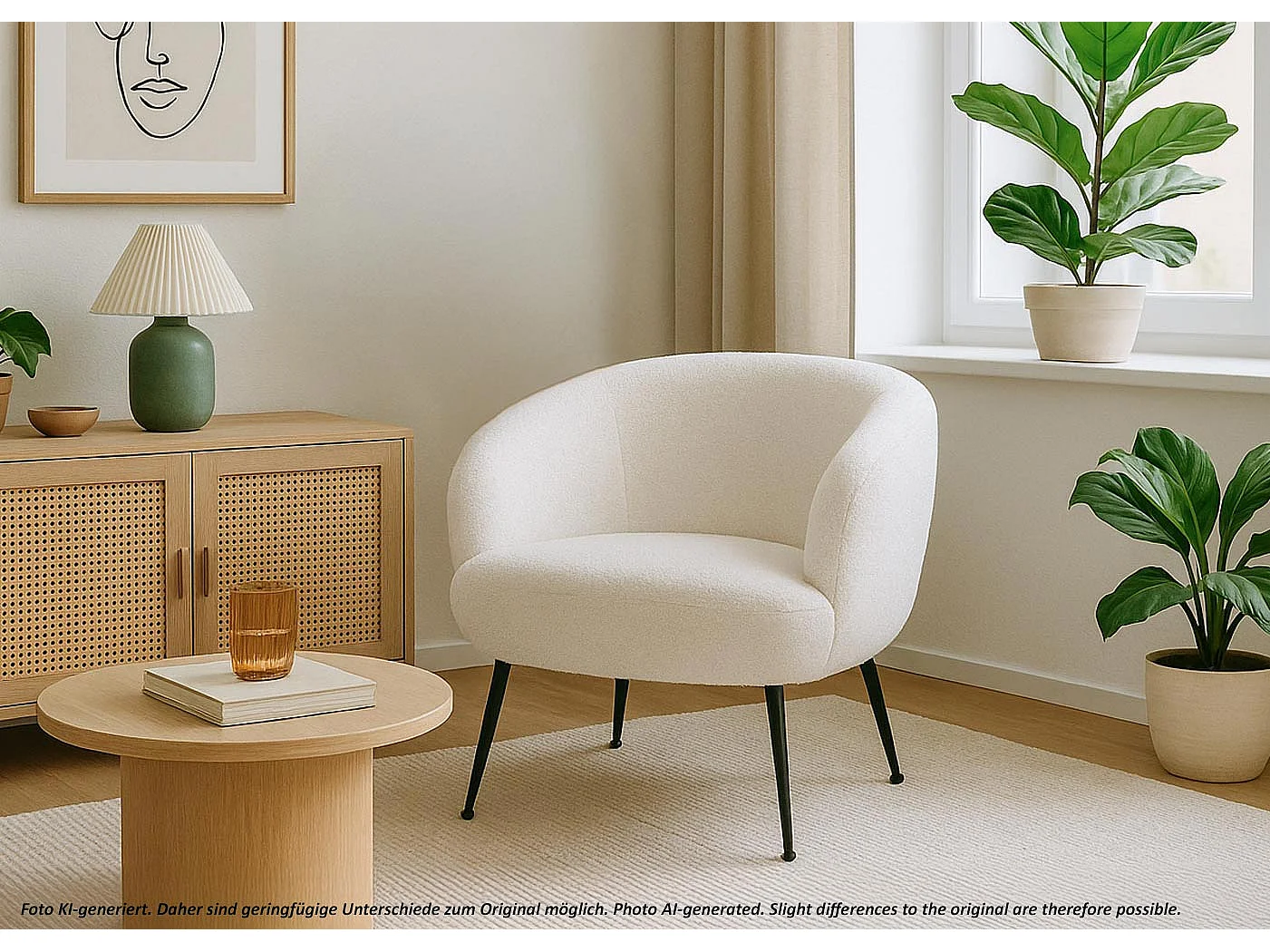 Fauteuil de salon MCW-O37,  blanc