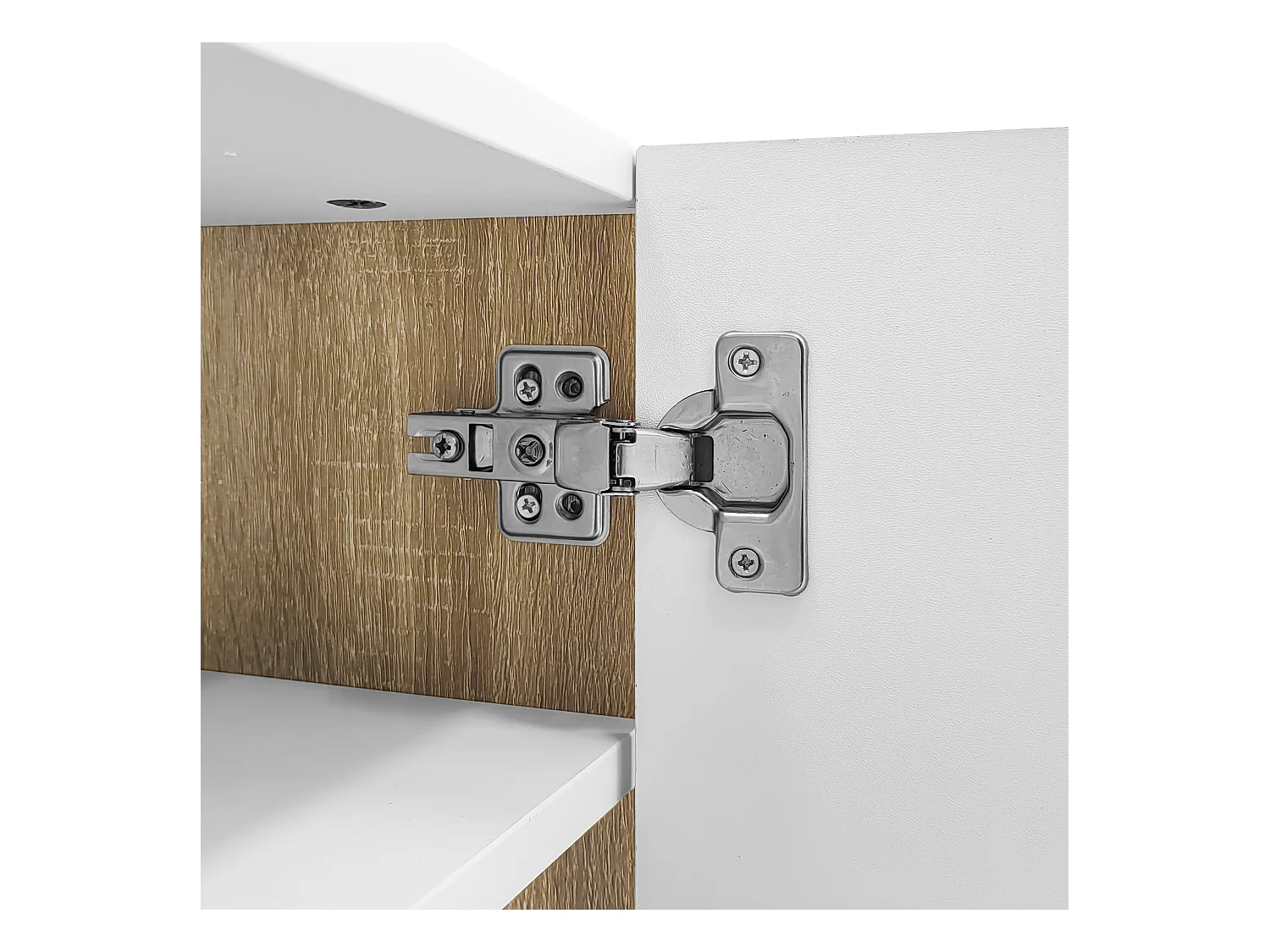 TV-meubel met 3 deuren en 2 lades, gegroefde body in wit met gouden accenten - 190x35x45cm