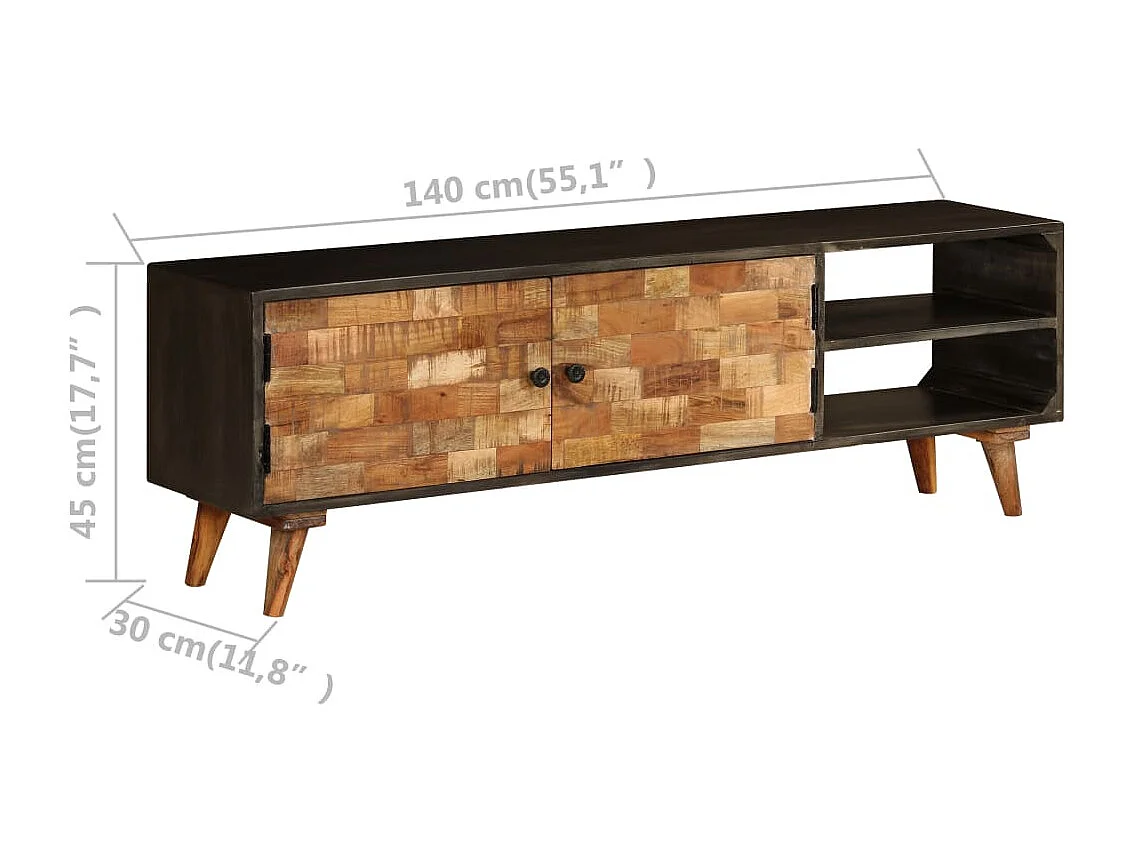 Meuble TV Bois de manguier massif 140 x 30 x 45 cm