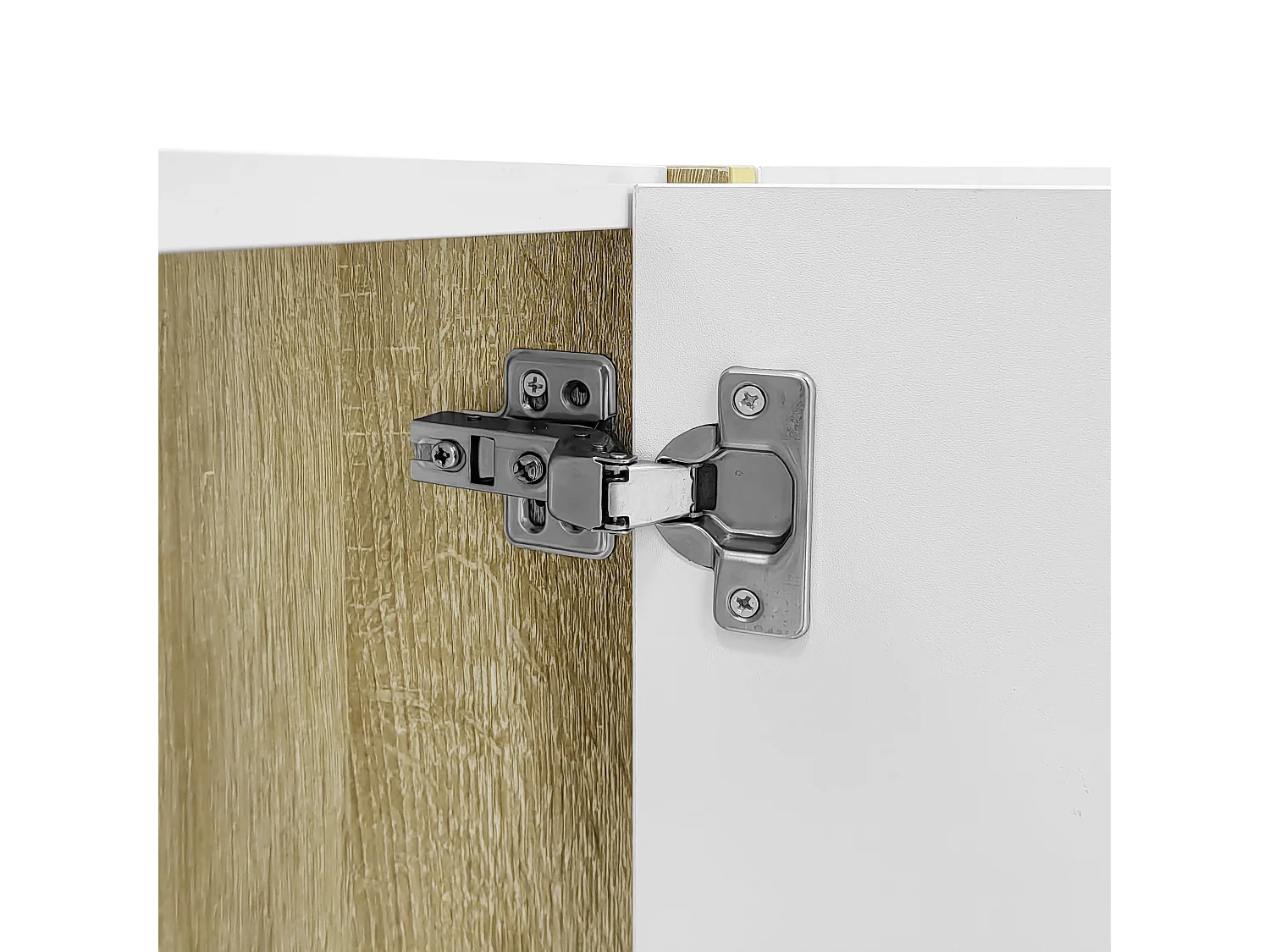 Mobile porta TV 4 ante, corpo laccato bianco lucido e fascia oro - 170x35x46cm
