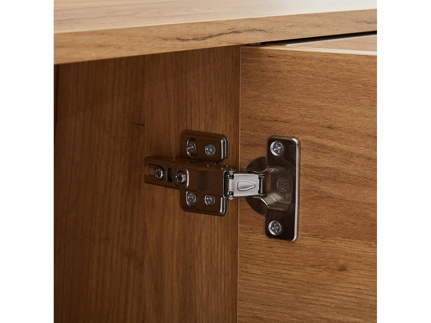 Meuble TV avec 2 portes, 2 tiroirs et 2 niches, bois et noir