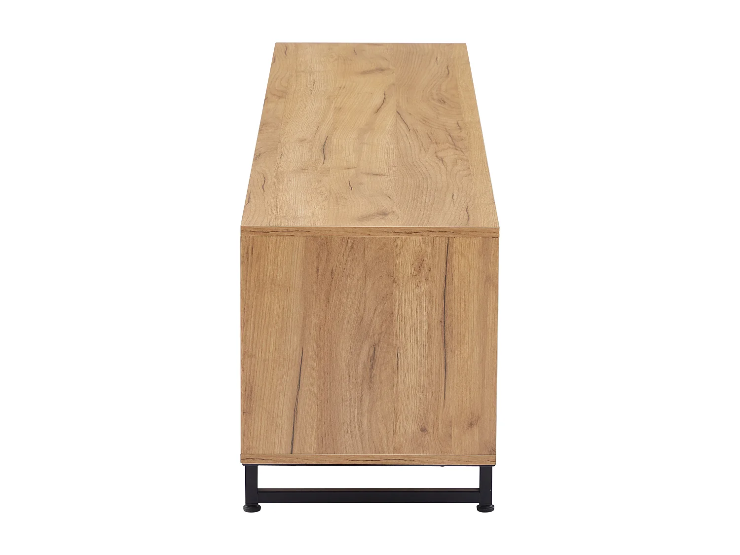 Meuble TV avec 2 portes, 2 tiroirs et 2 niches, bois et noir