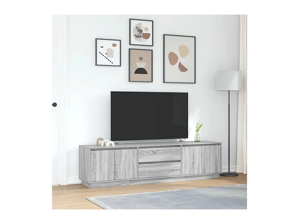 Meuble TV avec lumières LED sonoma gris 193,5x41x50 cm