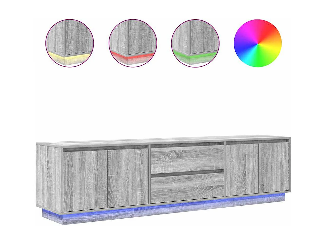 Meuble TV avec lumières LED sonoma gris 193,5x41x50 cm
