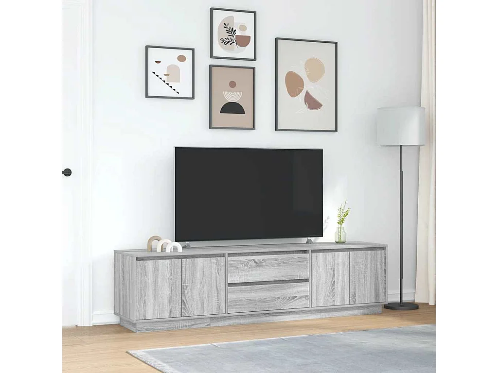 Meuble TV avec lumières LED sonoma gris 193,5x41x50 cm