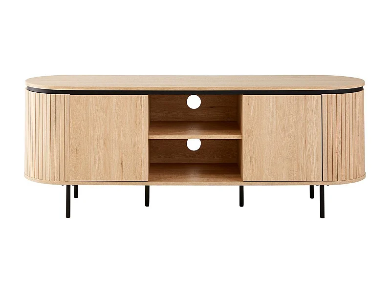 TV-Möbel mit 2 Türen und seitlichem Rillen-Effekt L150 cm - MALAGA