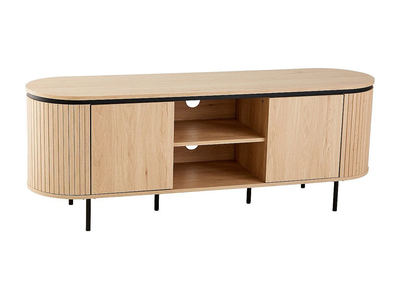 Mobile TV con 2 ante e lati con effetto scanalato L150 cm - MALAGA