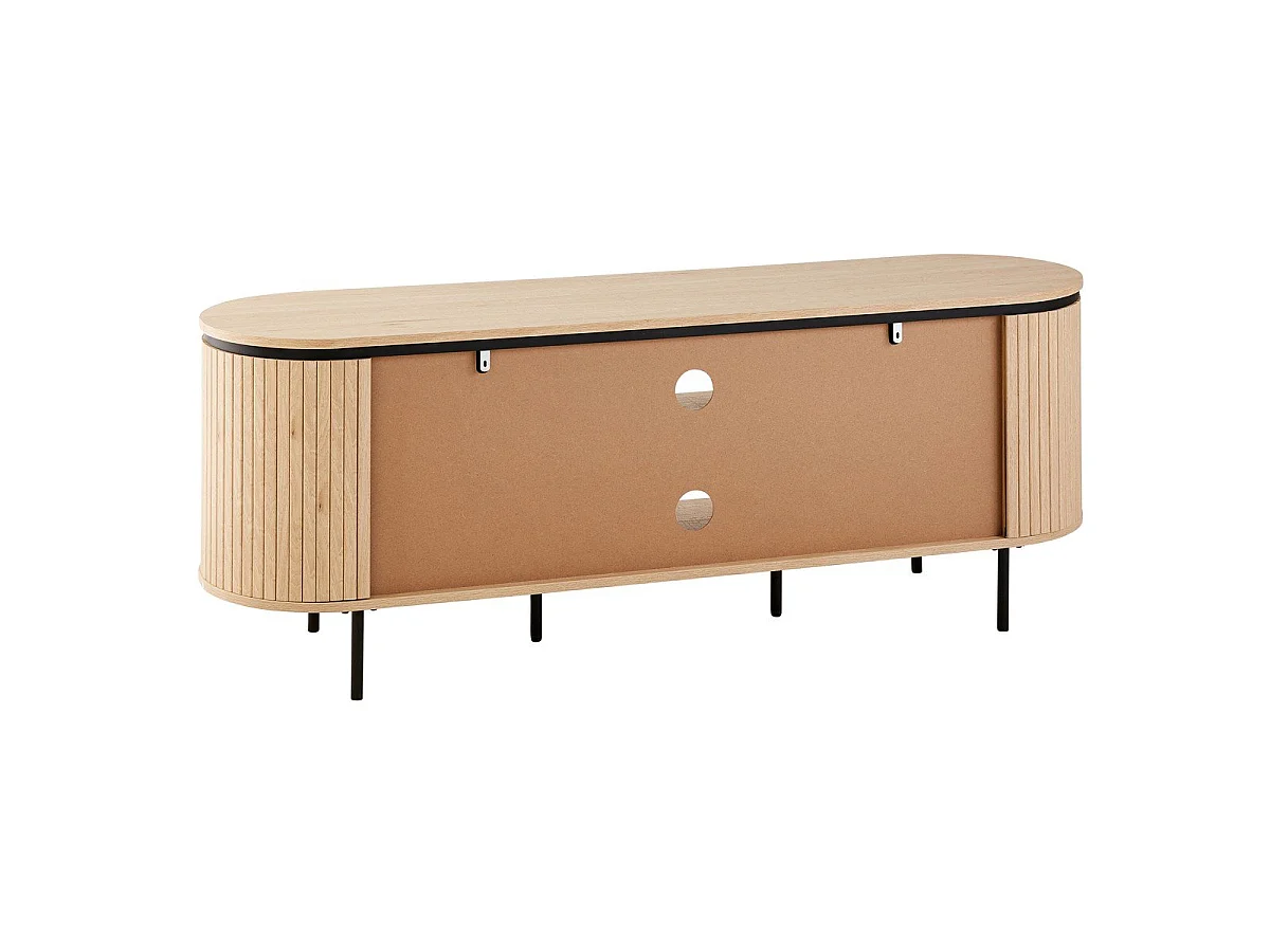 Meuble TV 2 portes avec côtés effet rainuré L150 cm - MALAGA