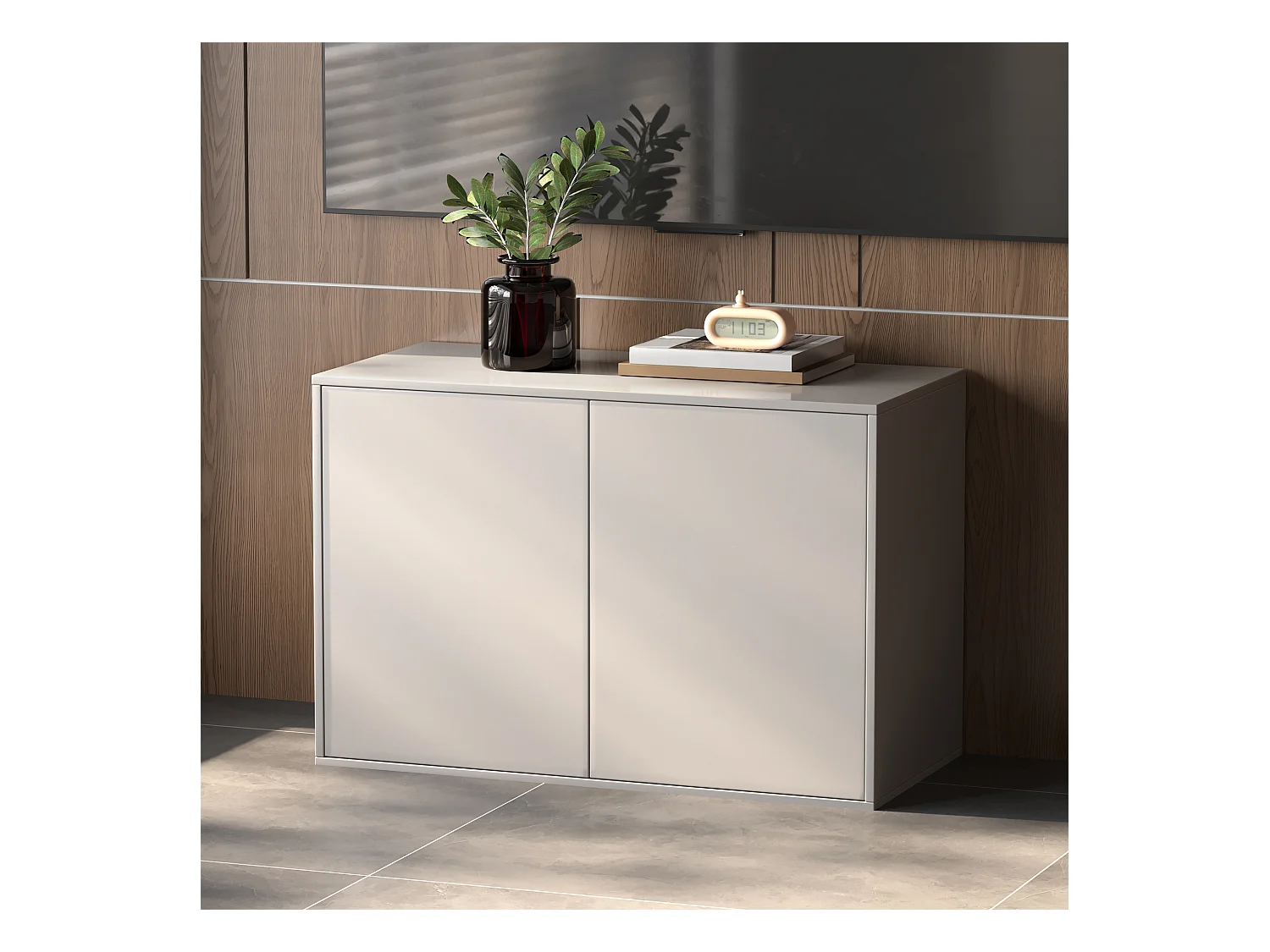 Commode à 3 tiroirs, meuble de rangement & buffet, design modulaire, pour chambre, salon & couloir, armoire de rangement 80 cm de large, blanc (B)