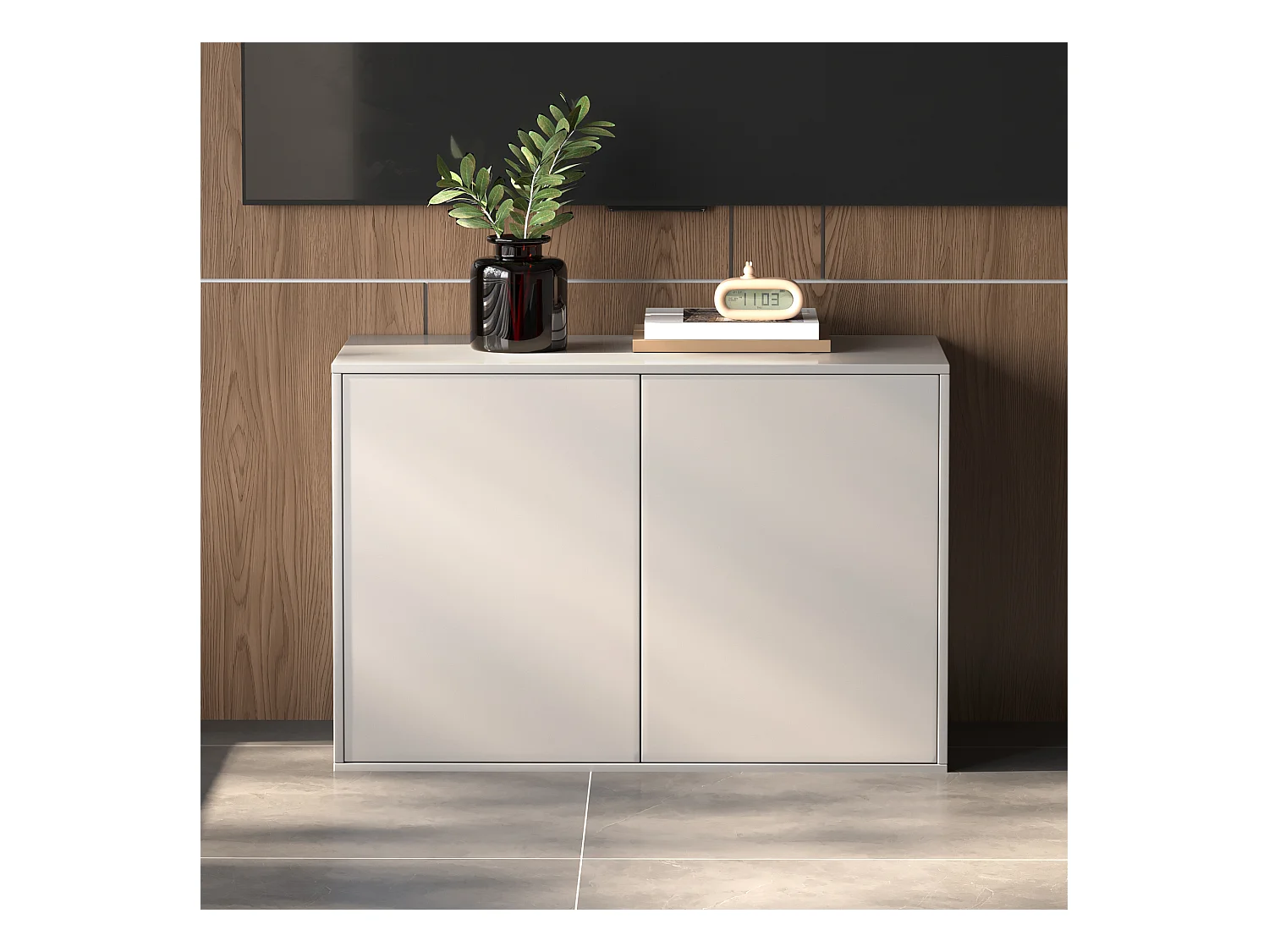 Commode à 3 tiroirs, meuble de rangement & buffet, design modulaire, pour chambre, salon & couloir, armoire de rangement 80 cm de large, blanc (B)