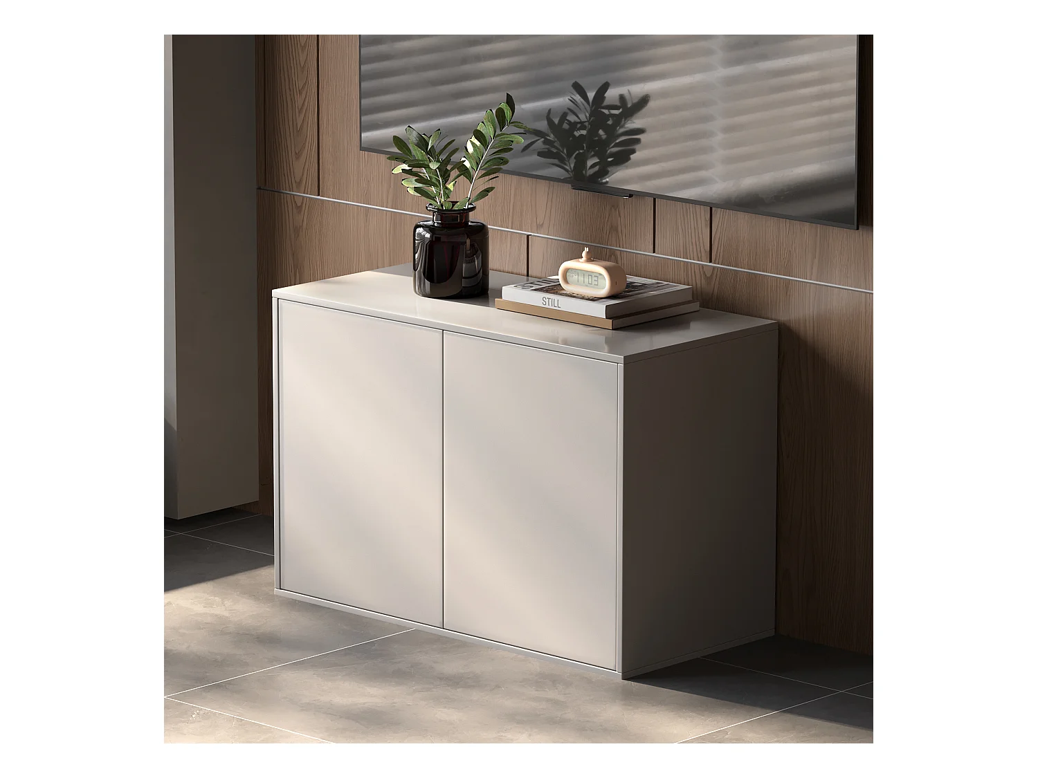 Commode à 3 tiroirs, meuble de rangement & buffet, design modulaire, pour chambre, salon & couloir, armoire de rangement 80 cm de large, blanc (B)