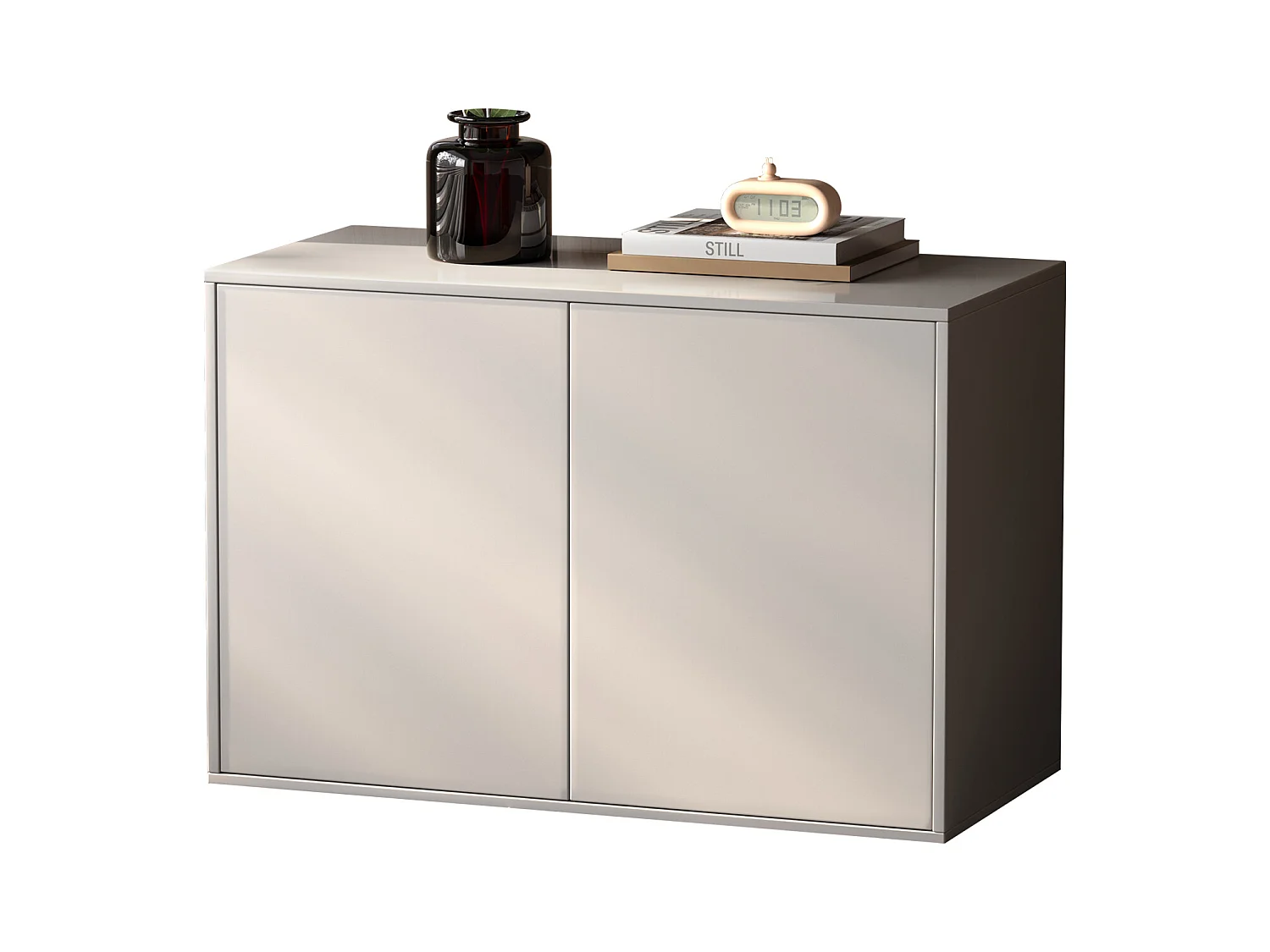 Commode à 3 tiroirs, meuble de rangement & buffet, design modulaire, pour chambre, salon & couloir, armoire de rangement 80 cm de large, blanc (B)