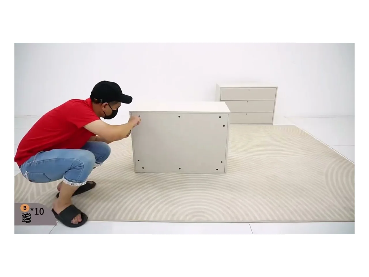 Commode à 3 tiroirs, meuble de rangement & buffet, design modulaire, pour chambre, salon & couloir, armoire de rangement 80 cm de large, blanc (B)