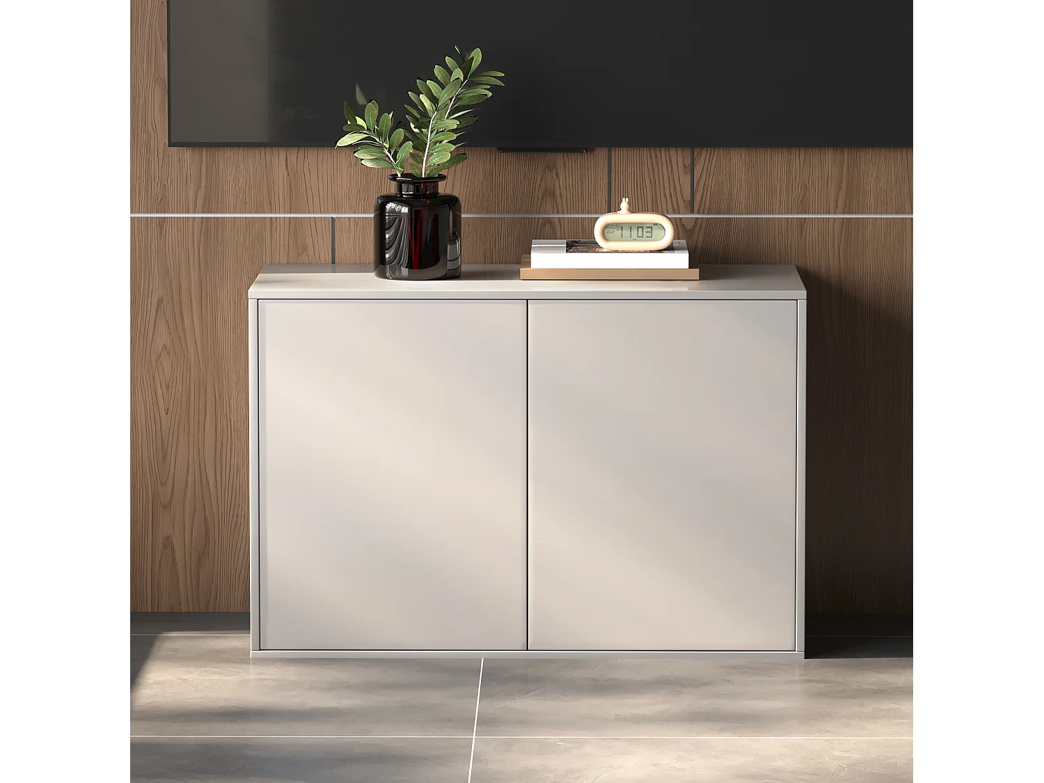 Cómoda de 3 cajones, mueble de almacenamiento y aparador, diseño modular, para dormitorio, salón y pasillo, armario de almacenamiento de 80 cm de ancho, blanco (B)