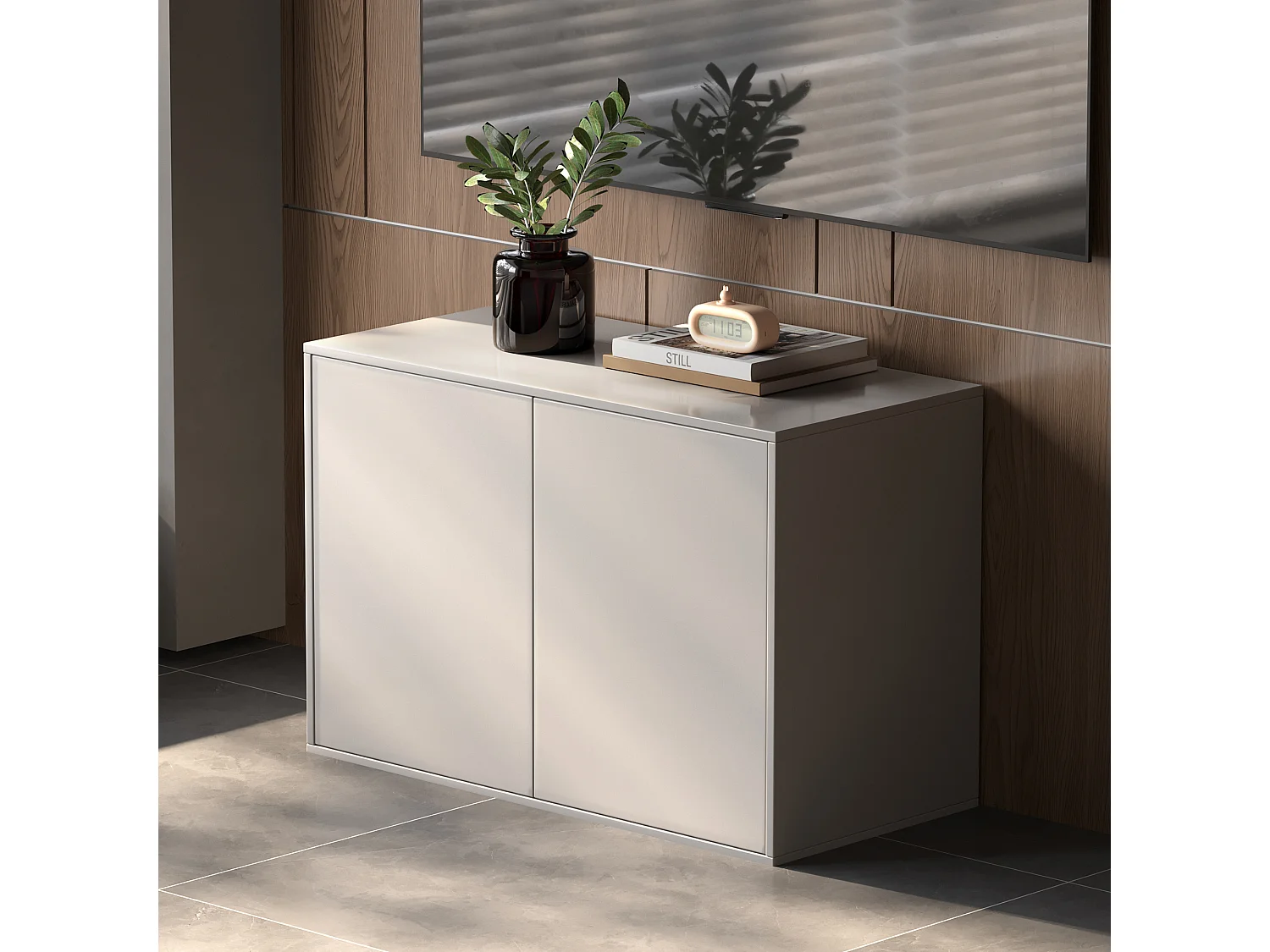 Cómoda de 3 cajones, mueble de almacenamiento y aparador, diseño modular, para dormitorio, salón y pasillo, armario de almacenamiento de 80 cm de ancho, blanco (B)