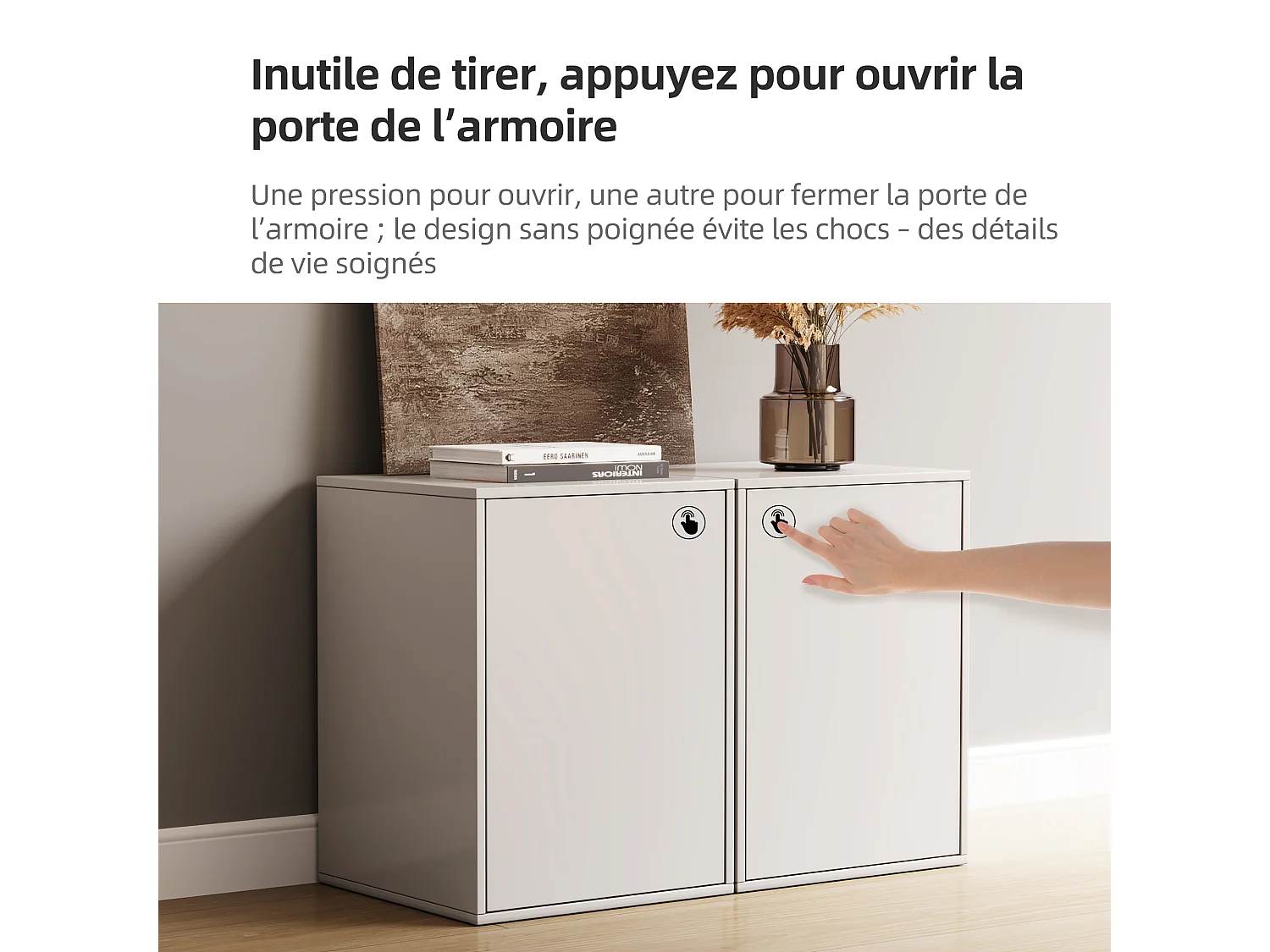 Cómoda de 3 cajones, mueble de almacenamiento y aparador, diseño modular, para dormitorio, salón y pasillo, armario de almacenamiento de 80 cm de ancho, blanco (B)