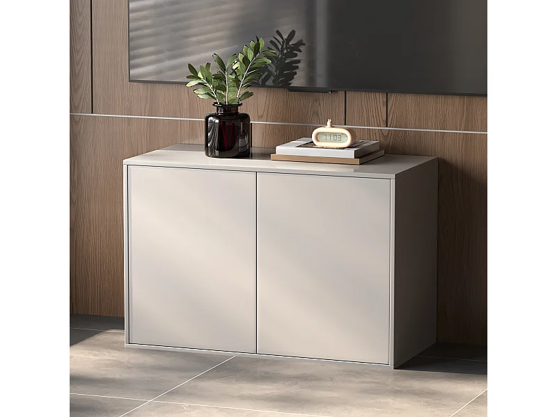 Commode à 3 tiroirs, meuble de rangement & buffet, design modulaire, pour chambre, salon & couloir, armoire de rangement 80 cm de large, blanc (B)