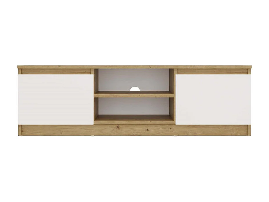 TIVOLI - Meuble TV style moderne - 120x40x36cm - 2 niches + 2 portes - Artisan et Blanc