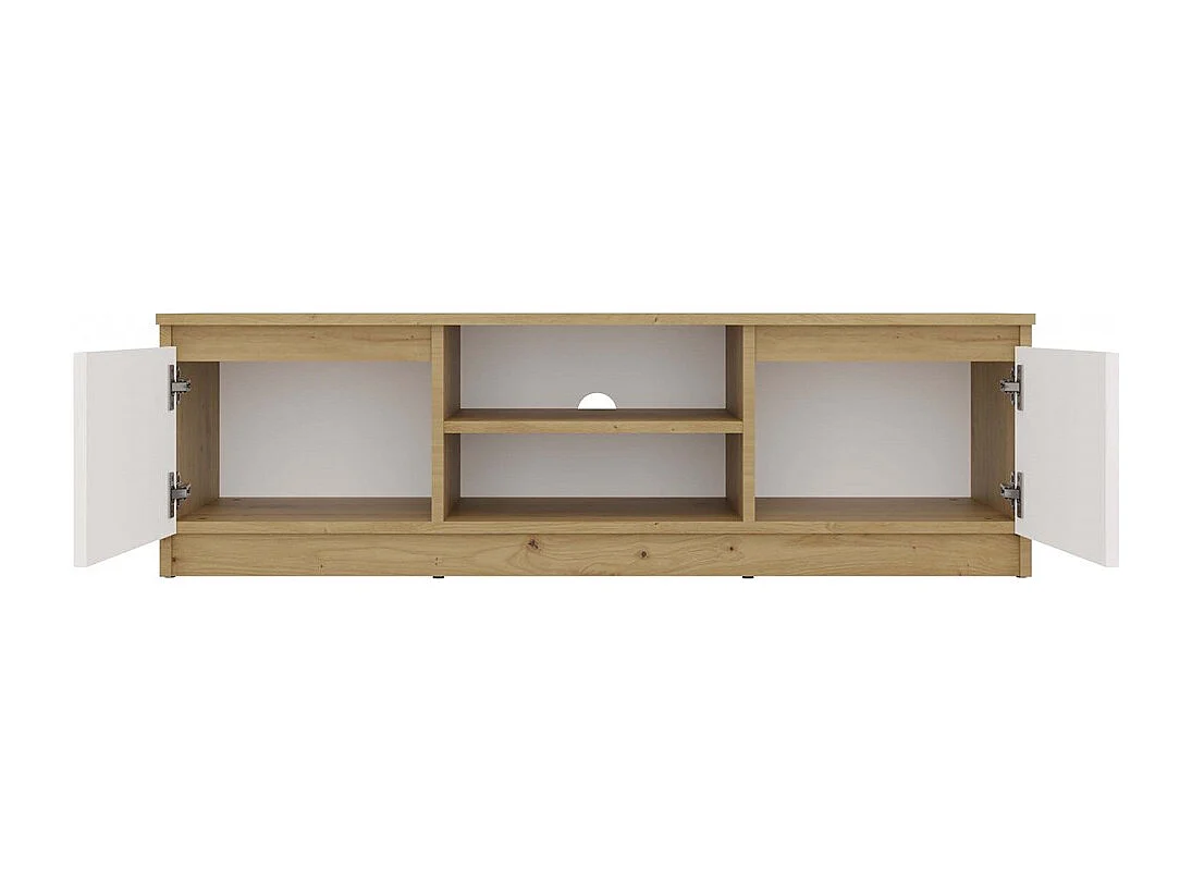 TIVOLI - Meuble TV style moderne - 120x40x36cm - 2 niches + 2 portes - Artisan et Blanc