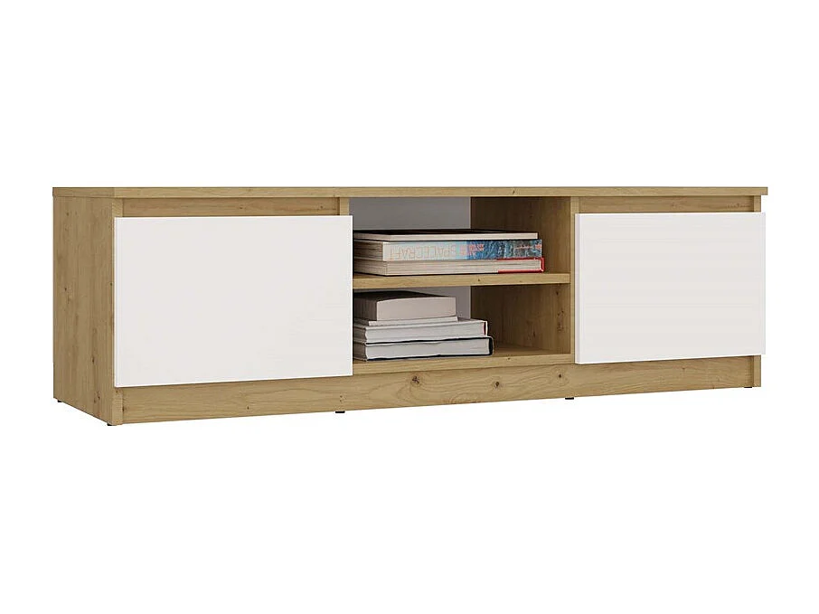 TIVOLI - Mueble para TV de estilo moderno - 120 x 40 x 36 cm - 2 nichos + 2 puertas - Artesanía y blanco