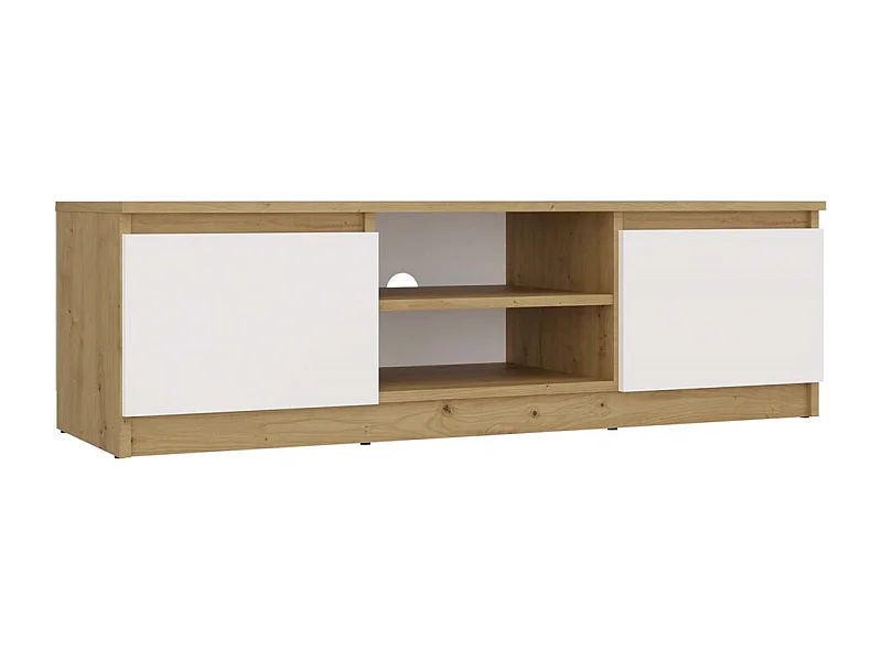 TIVOLI - Mueble para TV de estilo moderno - 120 x 40 x 36 cm - 2 nichos + 2 puertas - Artesanía y blanco