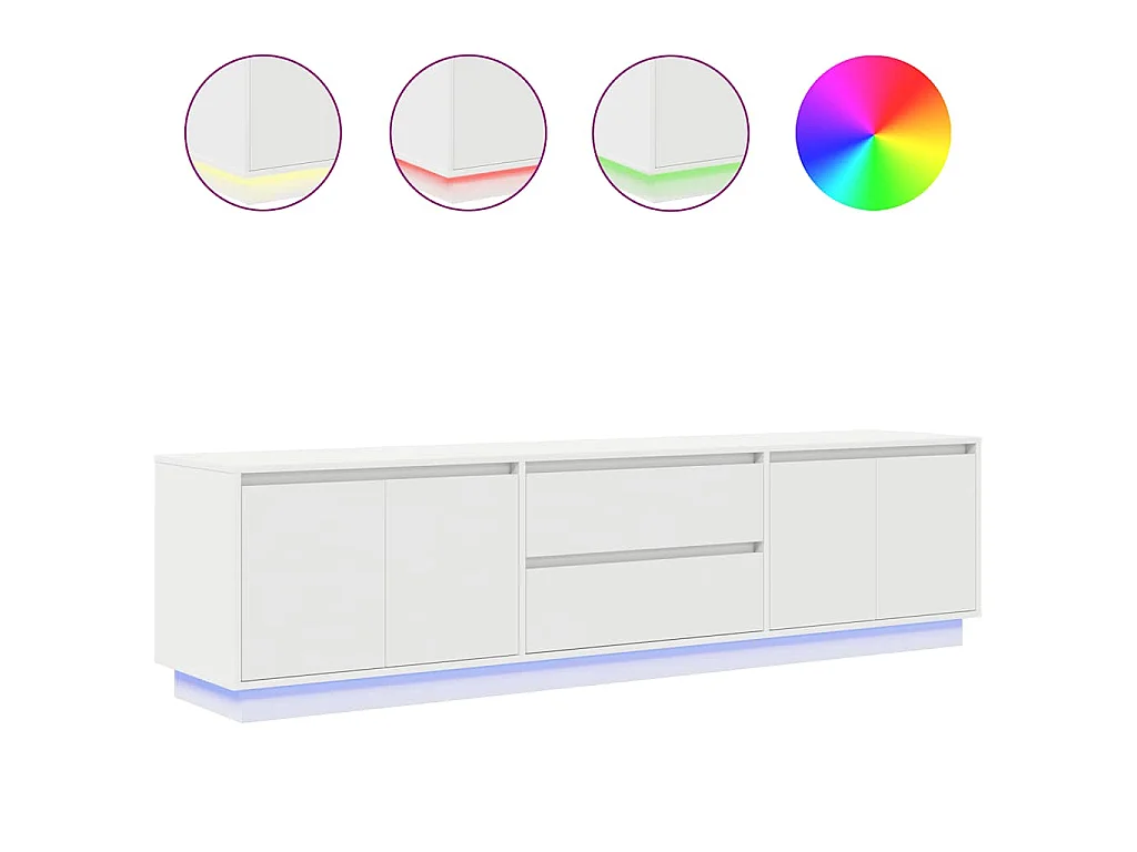 Meuble TV avec lumières LED blanc 193,5x41x50 cm