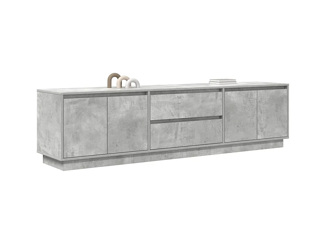 Meuble TV avec lumières LED gris béton 193,5x41x50 cm