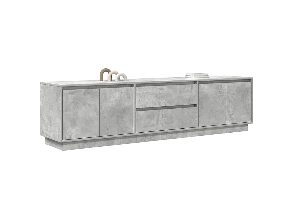 Meuble TV avec lumières LED gris béton 193,5x41x50 cm