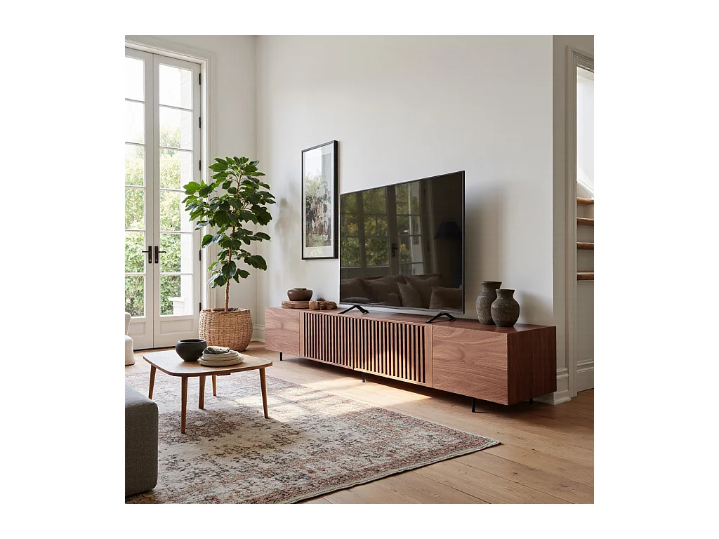 Moderner TV-Schrank 75", mit großem Stauraum, 180 cm Medienkonsole, für Wohnzimmer und Schlafzimmer, Farbe Nussbaum
