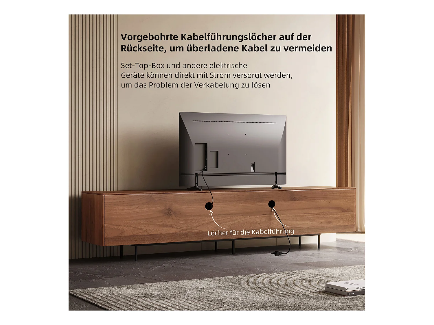 Moderner TV-Schrank 75", mit großem Stauraum, 180 cm Medienkonsole, für Wohnzimmer und Schlafzimmer, Farbe Nussbaum