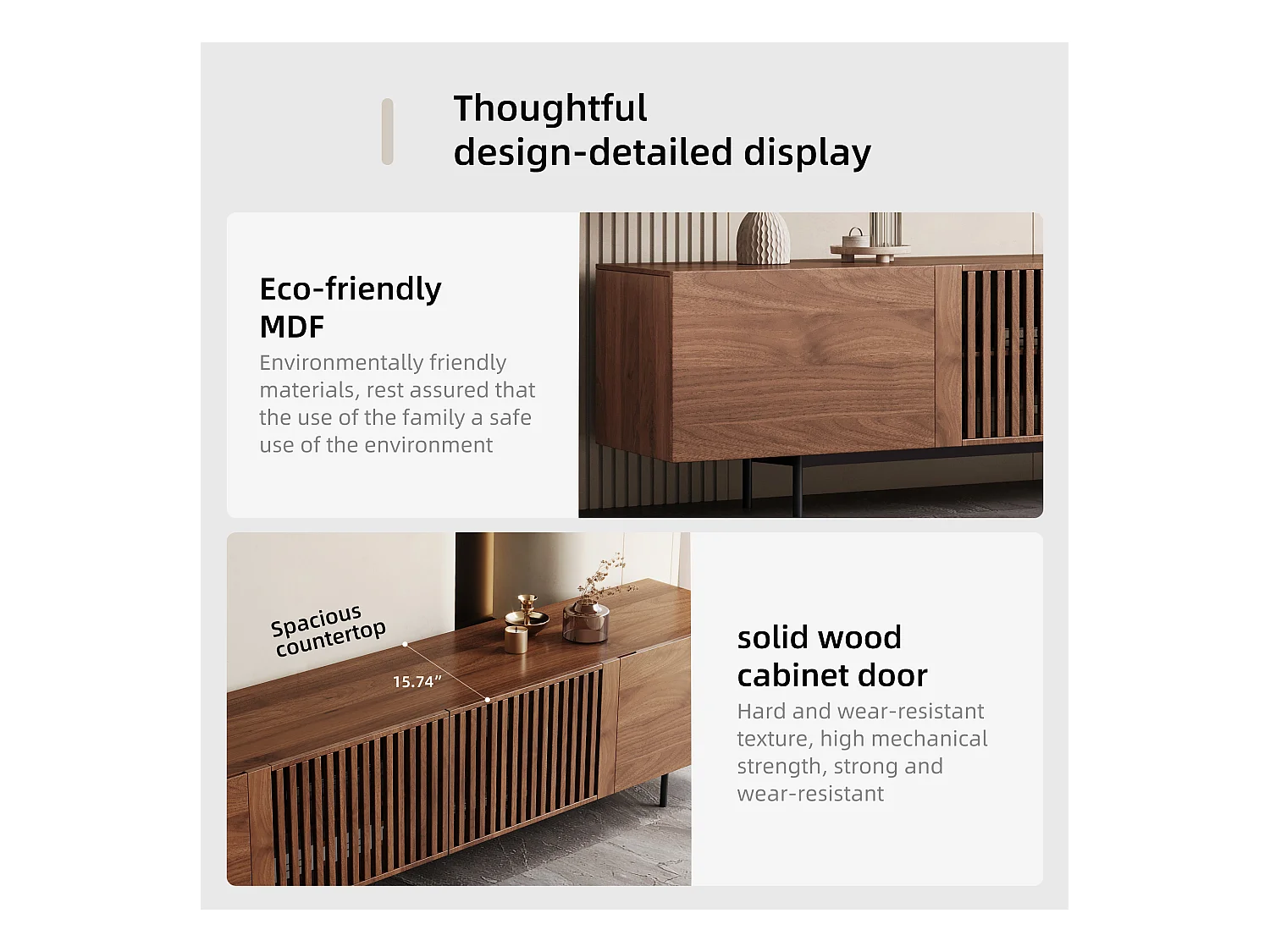 Moderner TV-Schrank 75", mit großem Stauraum, 180 cm Medienkonsole, für Wohnzimmer und Schlafzimmer, Farbe Nussbaum