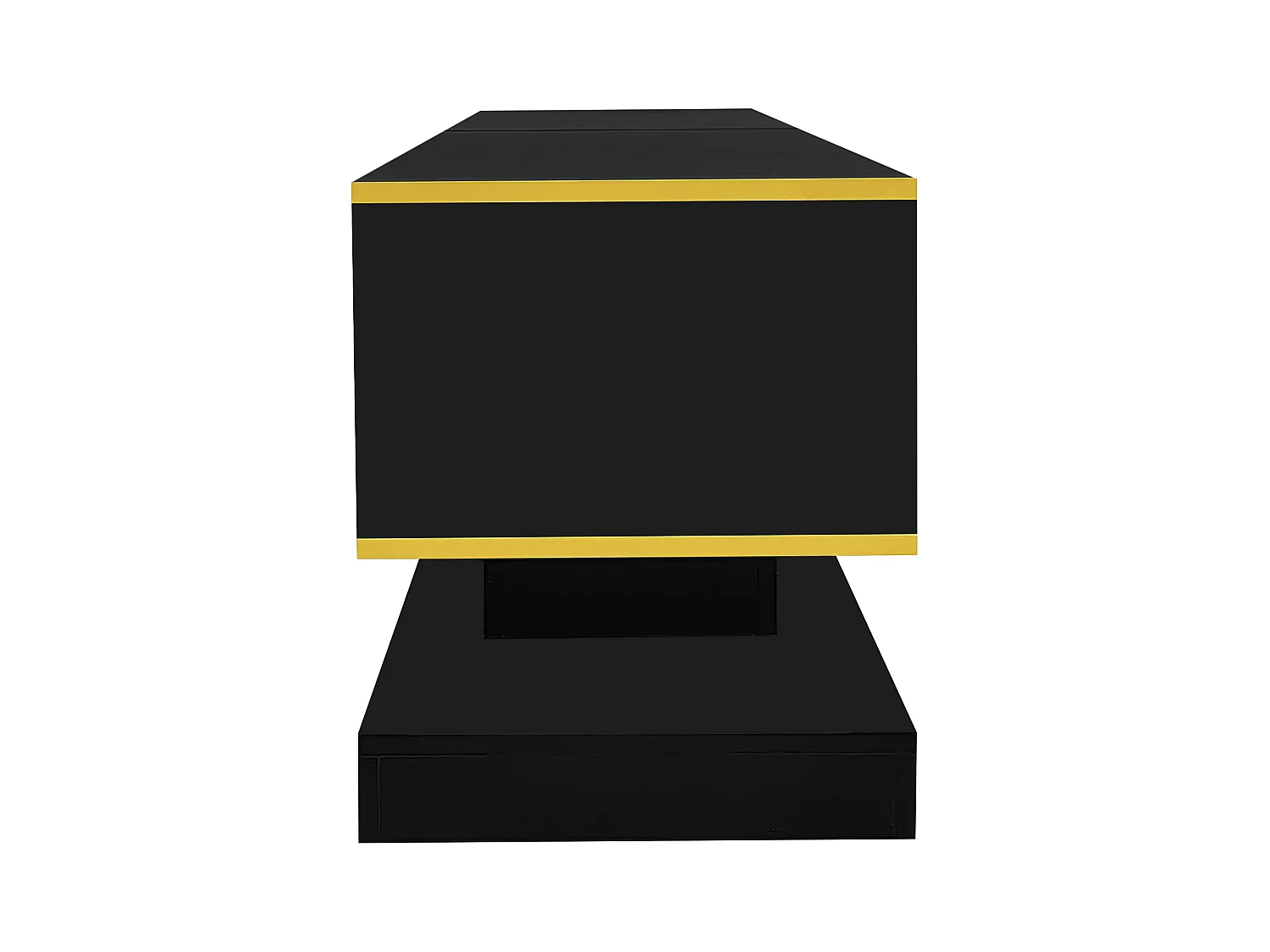 Nowoczesna szafka pod TV 180×38×45 cm - z trzema szufladami - z otwartą komorą - z oświetleniem LED - czarna