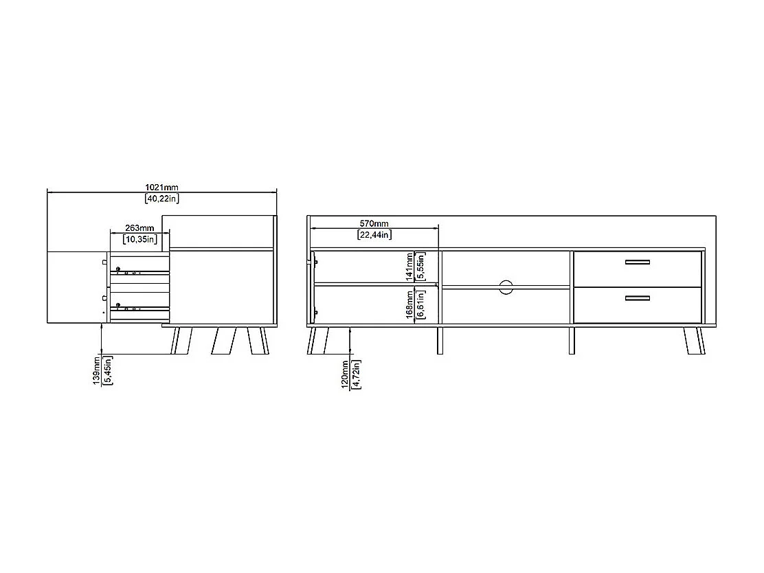 Meuble TV 2 portes, 1 tiroir, 2 niches L181,9 cm  STORM