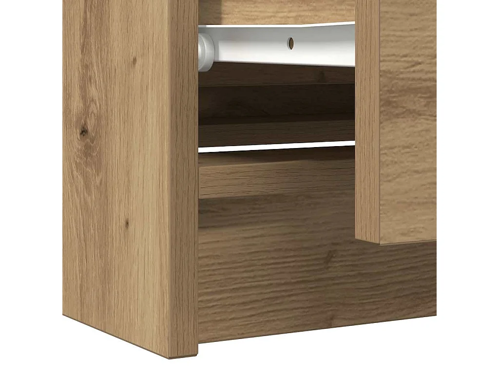 Meuble TV chêne artisanal 100x35x54 cm bois d'ingénierie