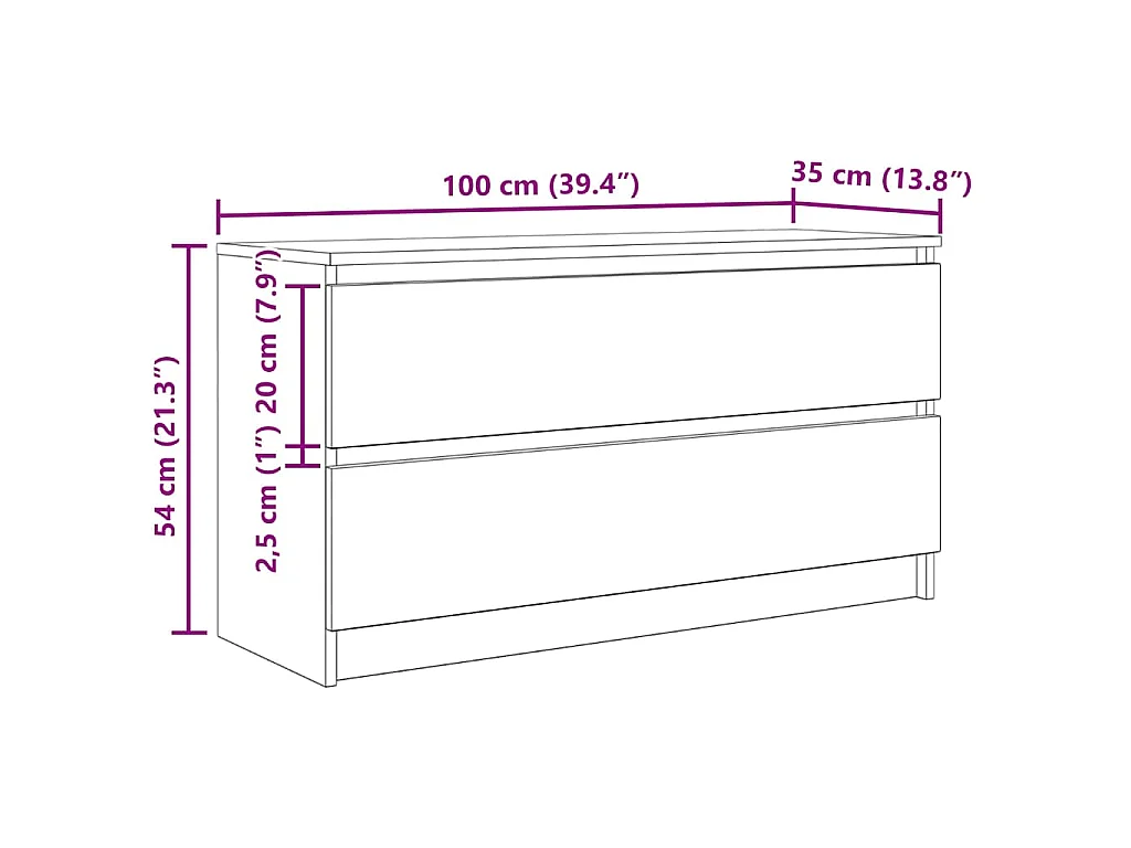 Mobile TV Rovere Artigianale 100x35x54 cm in Legno Multistrato