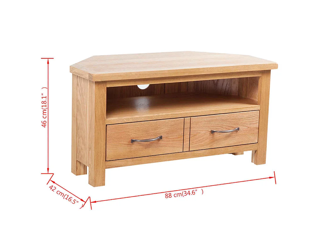 Mobile TV con Cassetto 88 x 42 x 46 cm Legno Massello di Rovere