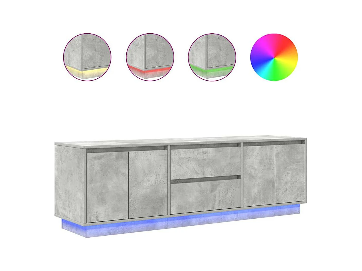 Meuble TV avec lumières LED gris béton 160,5x41x50 cm