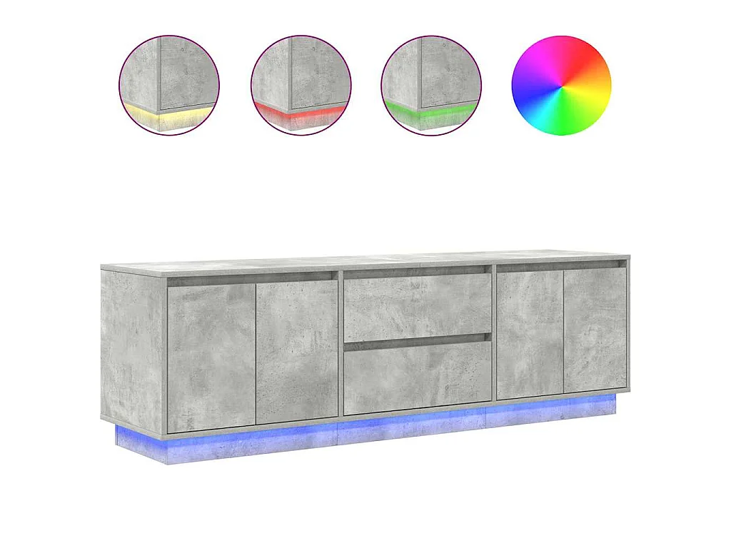 Meuble TV avec lumières LED gris béton 160,5x41x50 cm