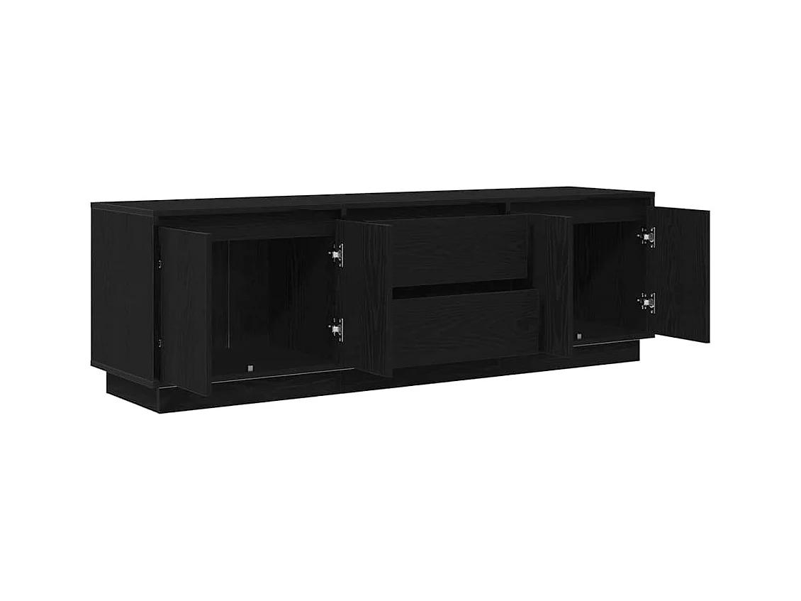 Mobile Porta TV con Luci LED Rovere Nero 160,5x41x50 cm