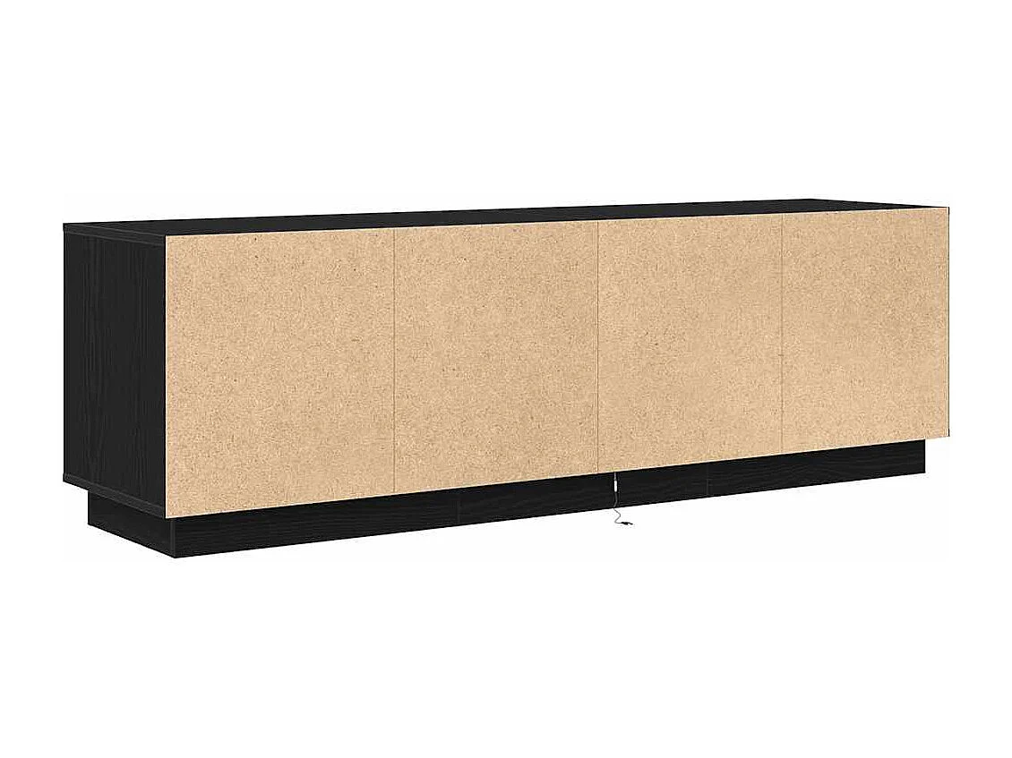 Mobile Porta TV con Luci LED Rovere Nero 160,5x41x50 cm