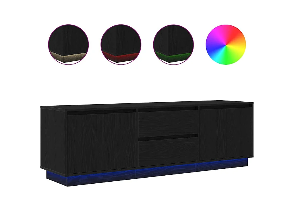 Meuble TV avec lumières LED chêne noir 160,5x41x50 cm
