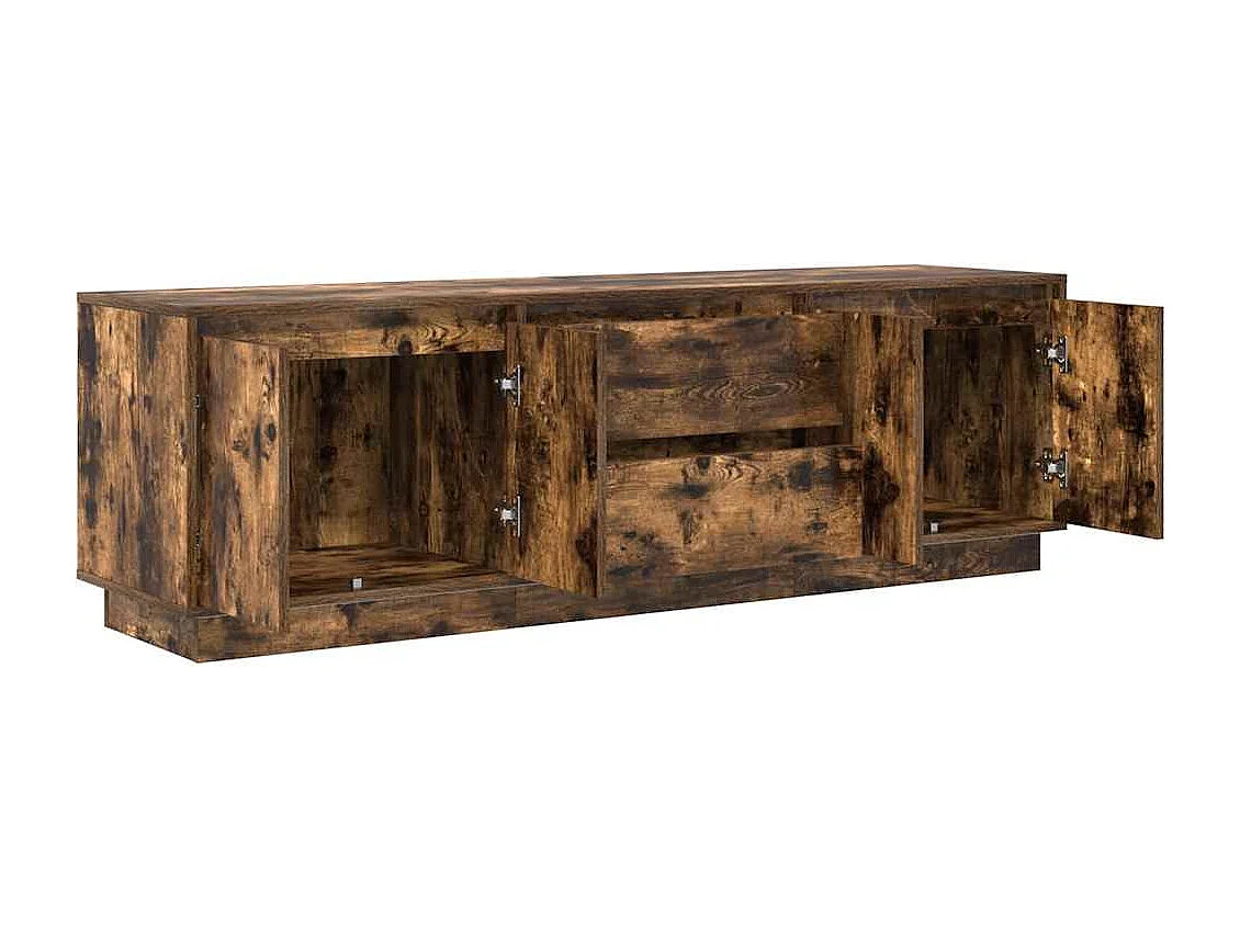 Meuble TV avec lumières LED chêne fumé 160,5x41x50 cm