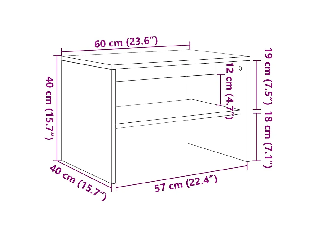 Mobile TV Rovere Artigianale 60x40x40 cm Legno Multistrato