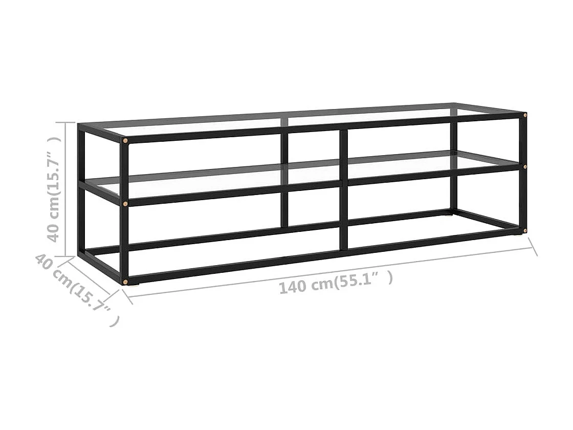 TV-Schrank Schwarz mit Hartglas 140x40x40 cm