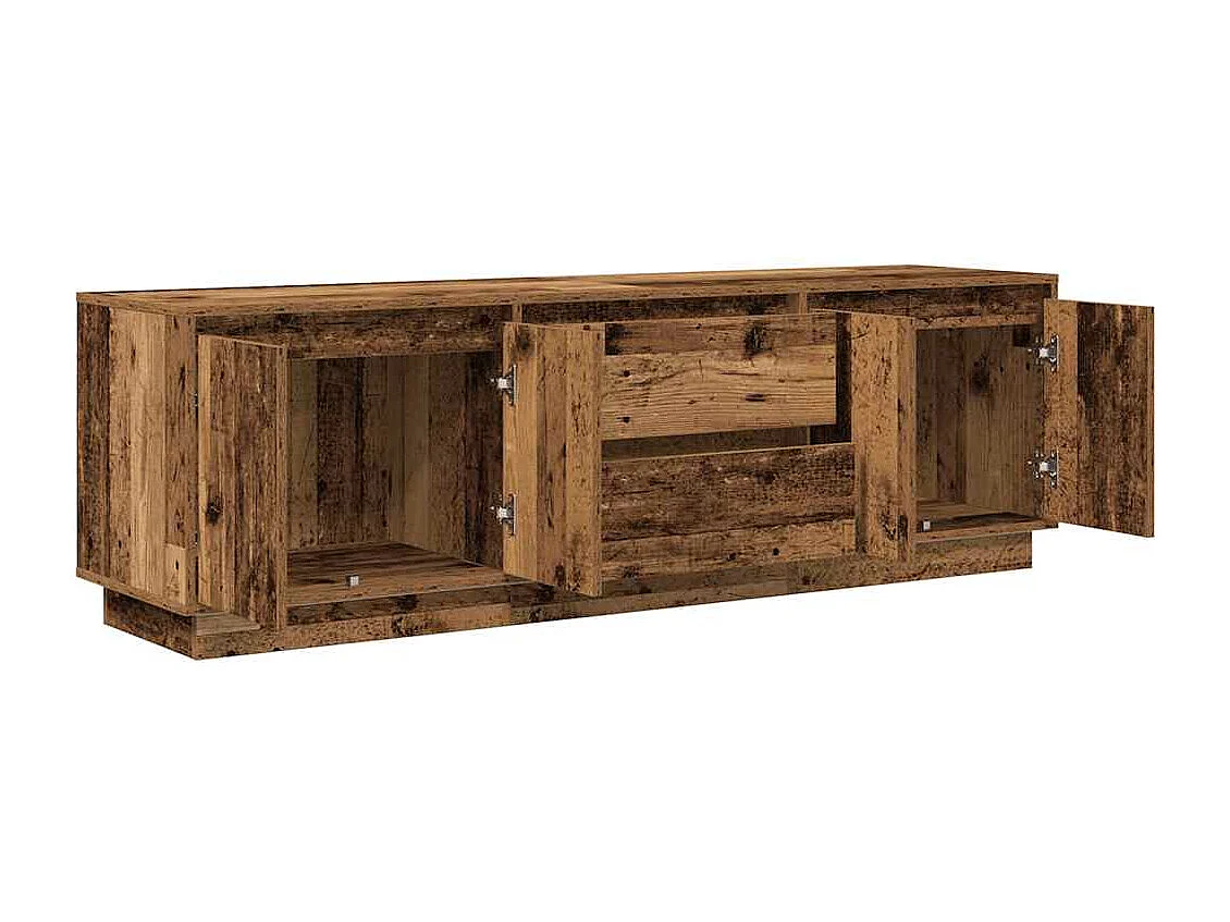 Meuble TV avec éclairage LED vieux bois 160,5x41x50 cm