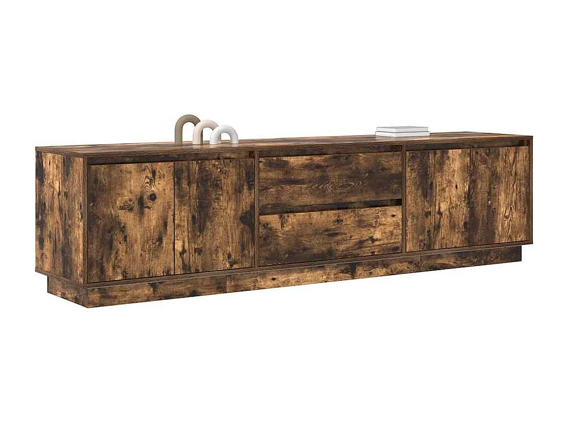 Meuble TV avec lumières LED chêne fumé 193,5x41x50 cm